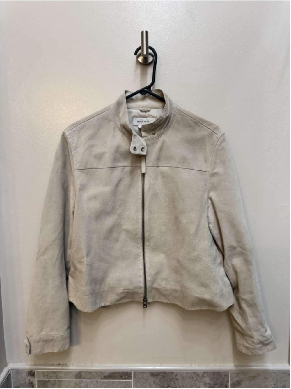Nine West Women's Tan Suede Leather Jacket Size 16